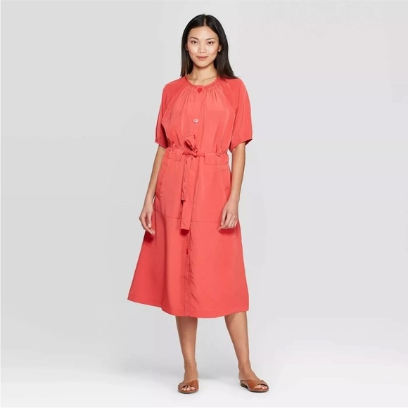 Prologue Dresses & Skirts - Prologue Coral Midi Dress with Dolman Sleeves